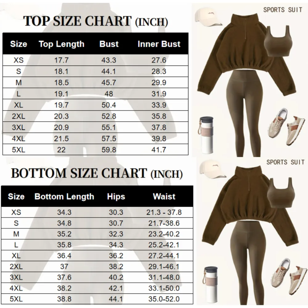 Women's 3-Piece Workout Set (Half-Zip Top, Bra, Yoga Pants)