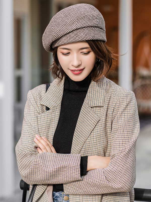 Personality Striped&Plaid Beret Hat