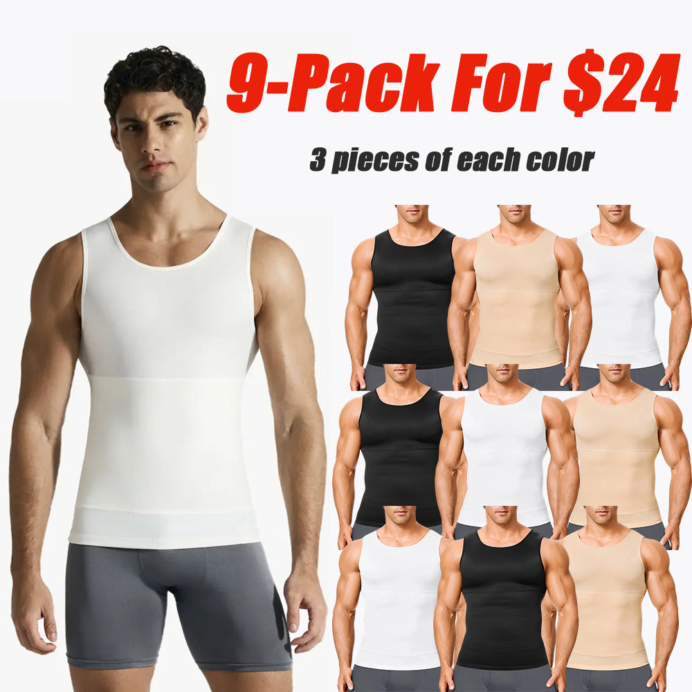Men’s Silky Soft Compression Shapewear Tank, Slimming Body Shaper Vest with Waist & Chest Support