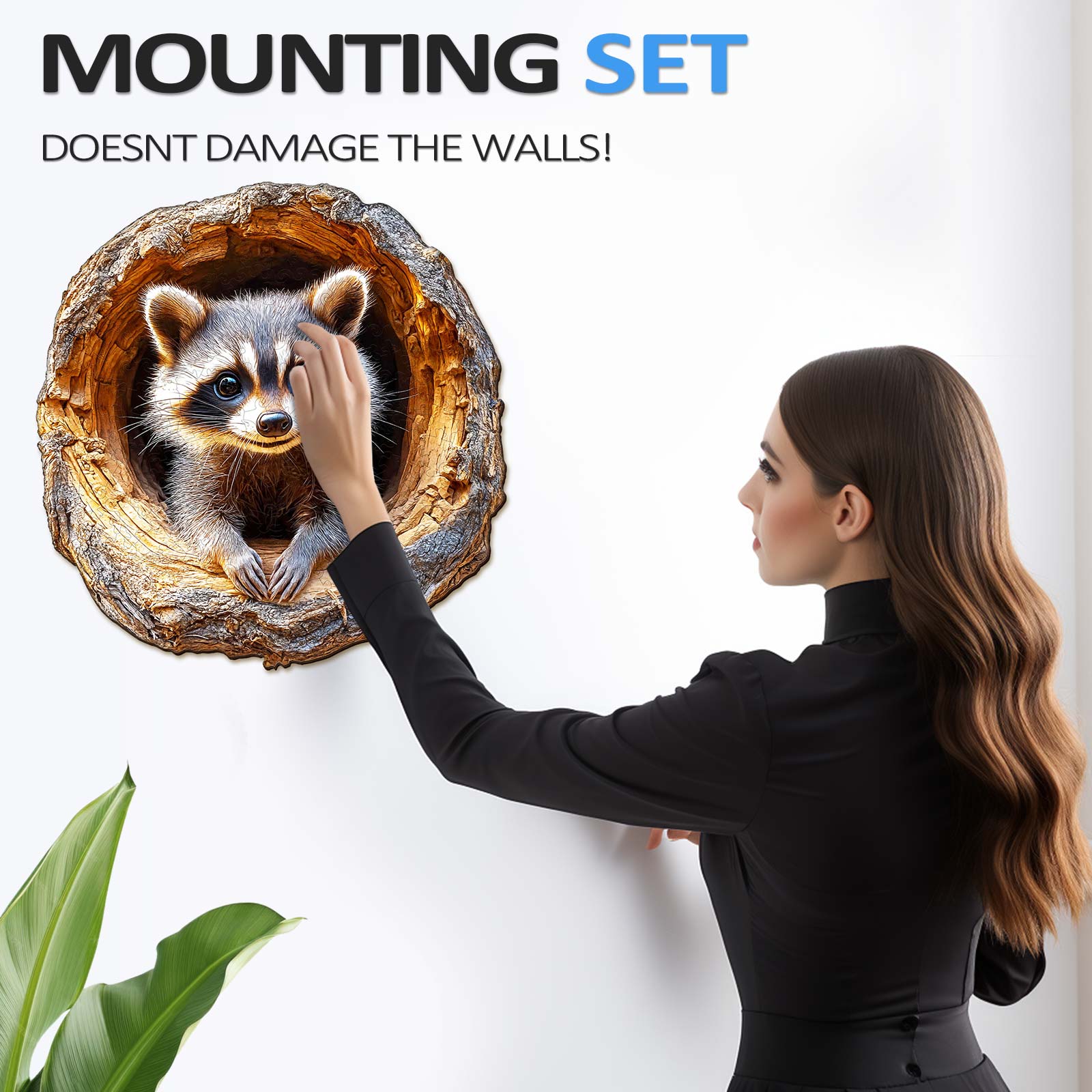 Tree Hole Raccoon-1 Wooden Jigsaw Puzzle