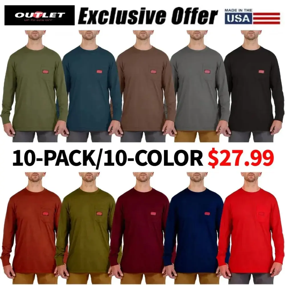 Men's GRIDIRON Cotton/Polyester Long-Sleeve Pocket T-Shirt
