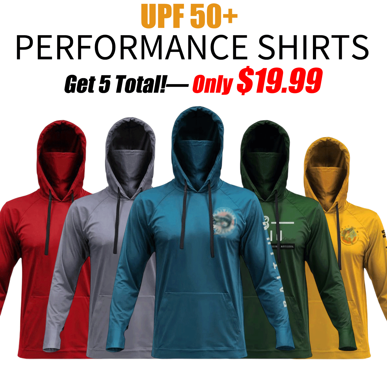 🔥🔥Men’s Hooded UPF 50 Work & Fishing Shirt with Built-In Face Gaiter