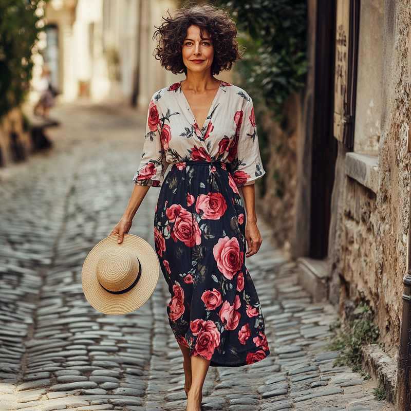 Vintage Loose Linen Patchwork Dress d54d