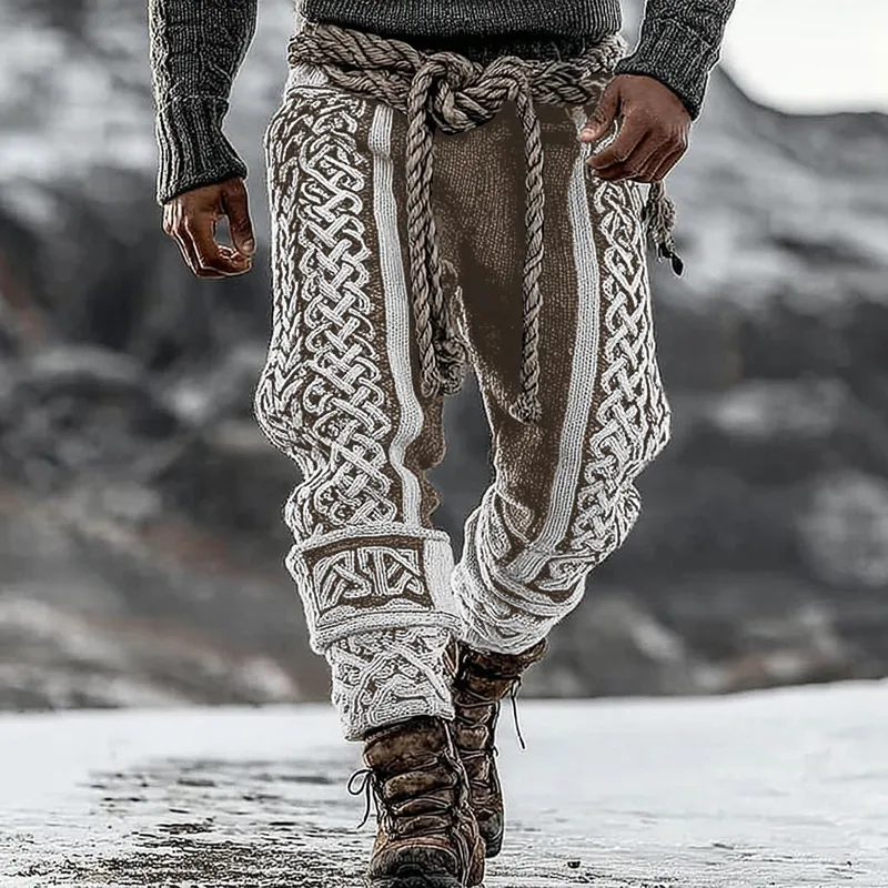 Men's Viking Tribal Celtic Pattern Art Knit Pants