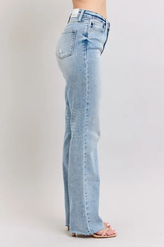 Blue Full Size Midi Rise Light Wash Dad Jeans Plus Size