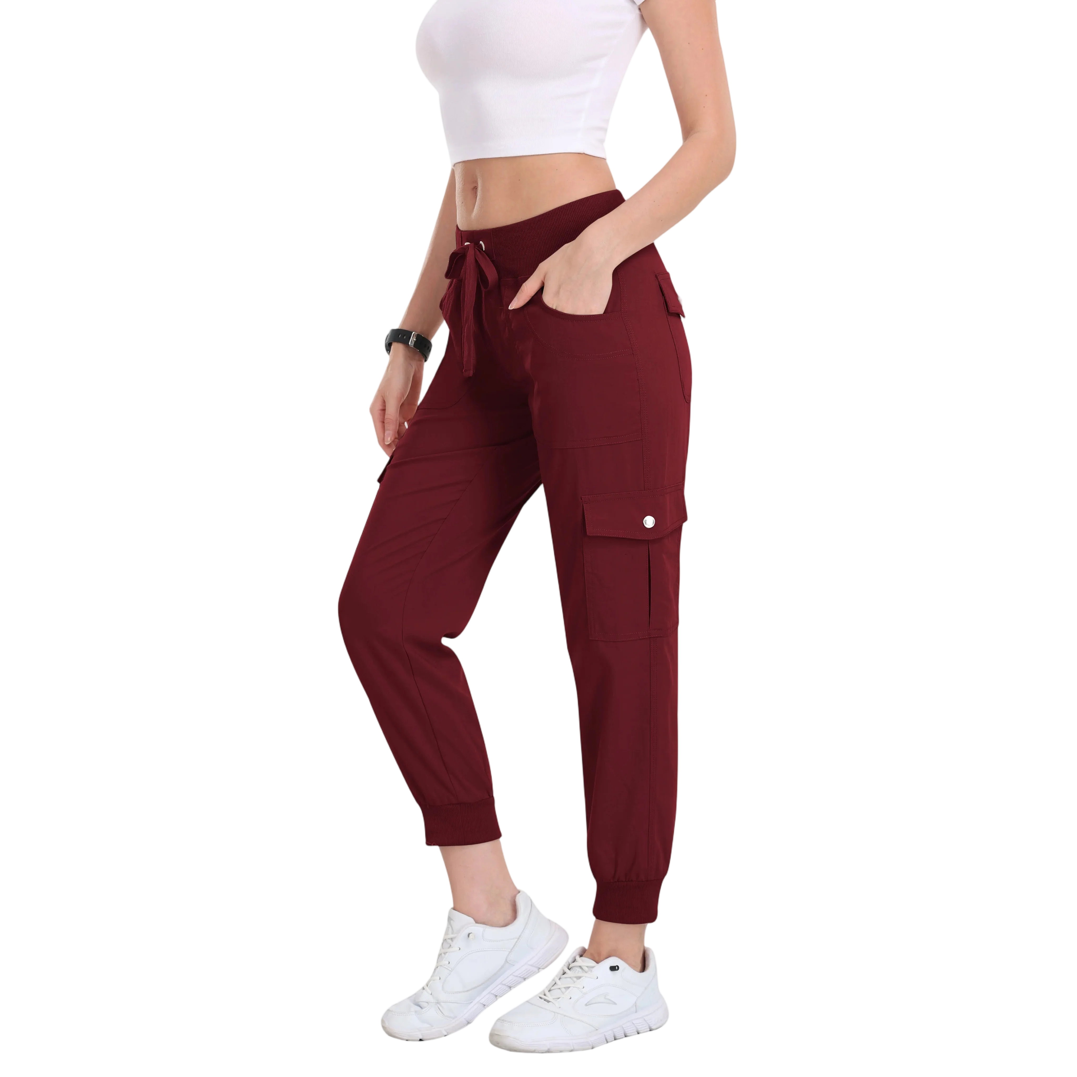 Women's Lightweight Hiking Cargo Pants Outdoor Quick Dry Casual Travel Sweatpants Joggers Elastic Waist Button Pockets Comfy Moms over 30 Basic four season