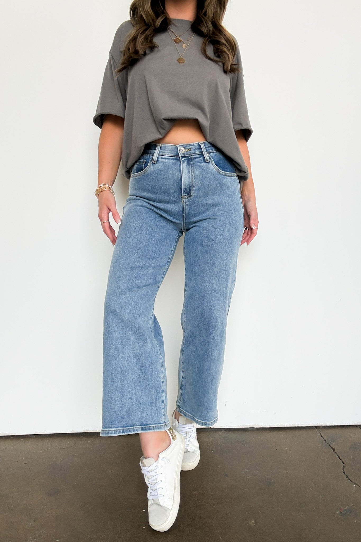 High Rise Bootcut Crop Jeans