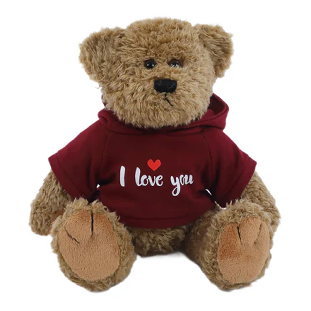 Oatmeal Bear in Maroon Hoodie 12inch