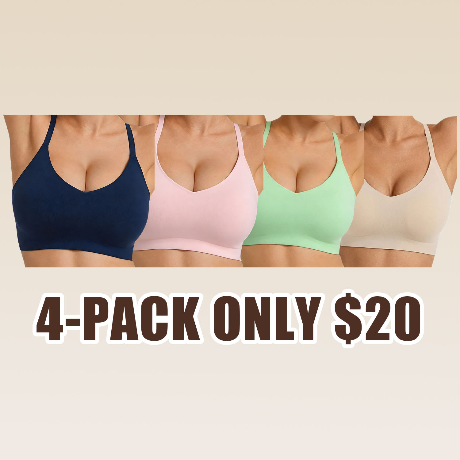 Lusait Lace Jelly Bra Bralettes for Women pullover Bra Seamless Wireless Deep V Racerback Comfort Padded Everyday Tshirt Bra