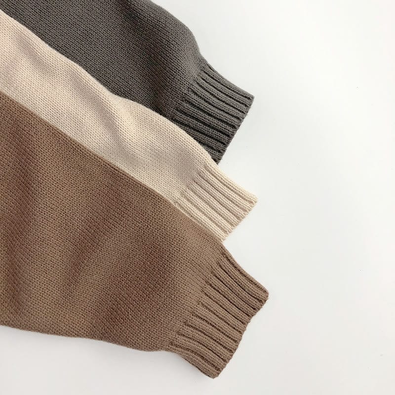 Toddler Solid Color Hooded Knitted Pocket Sweater