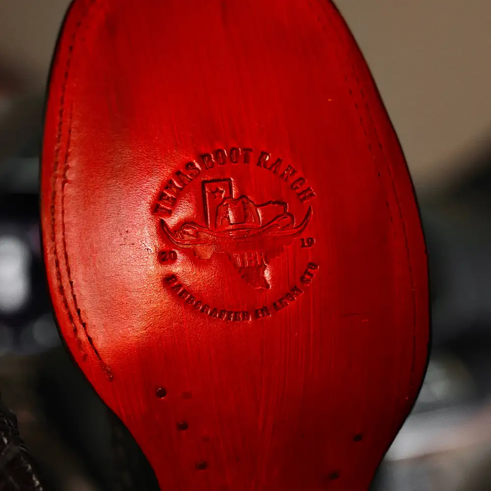 Black Caiman Neck Leather Boots - Square Toe