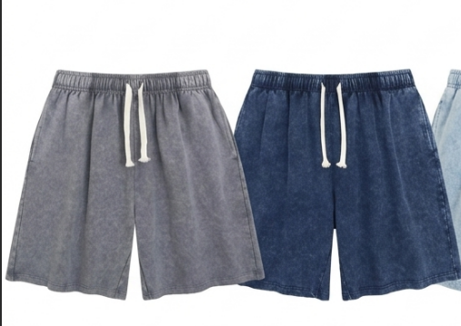 Unisex Acid Washed Vintage Shorts