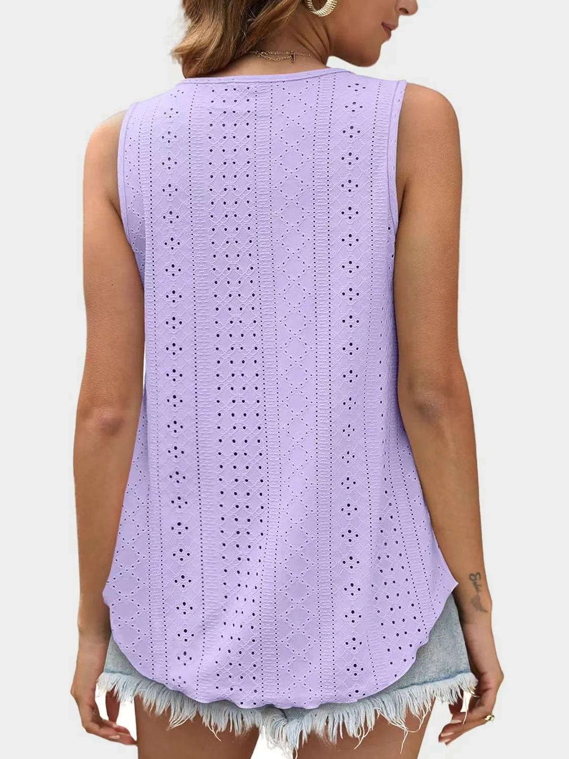 Eyelet Round Neck Tank (multiple color options)