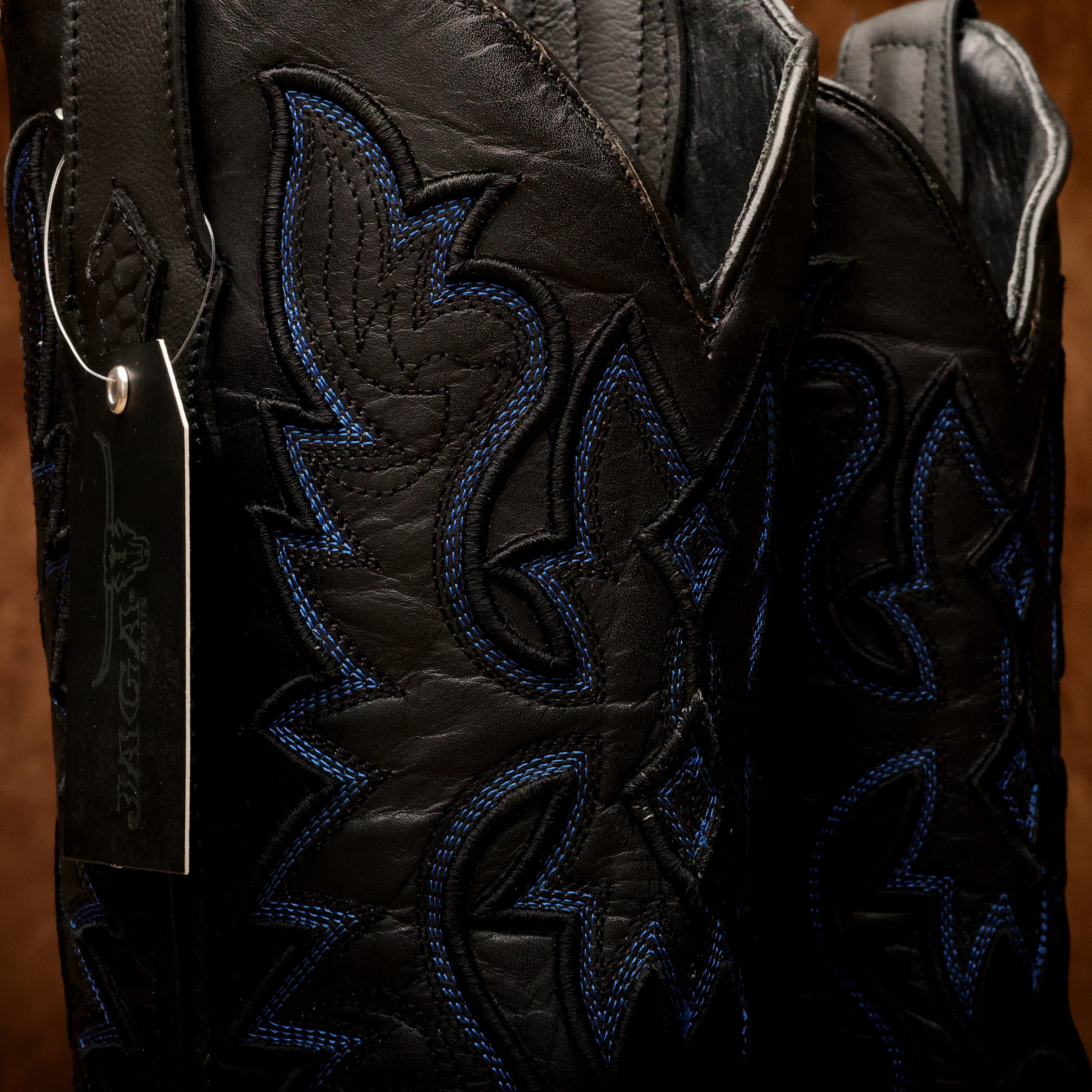 Matte Black Python Leather Boots - Square Toe