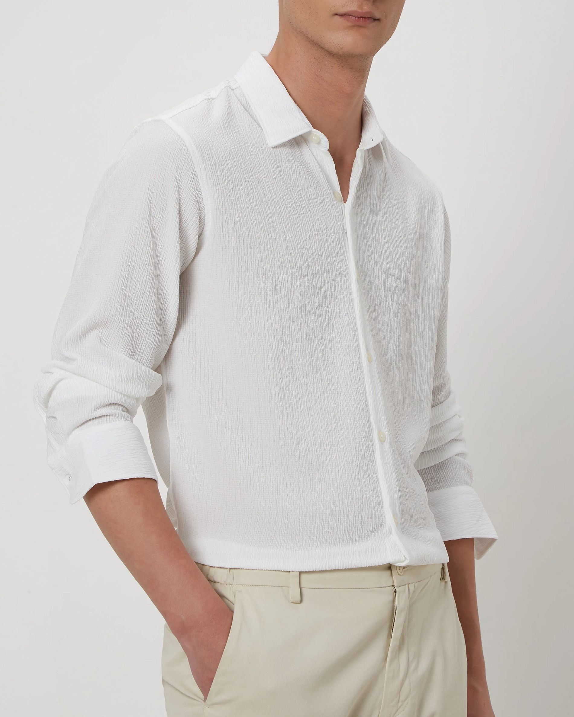 Simple And Soft Slim-Fit Breathable White Shirt