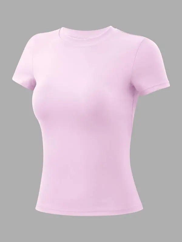 Women's Solid Round Neck Sports Tee (Less than $3 each!)