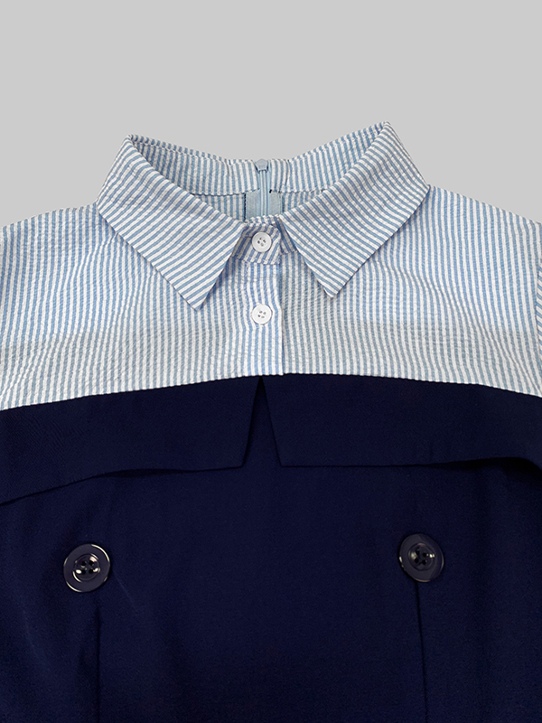 High Waisted Long Sleeves Buttoned Pleated Split-Joint Lapel Jumpsuits