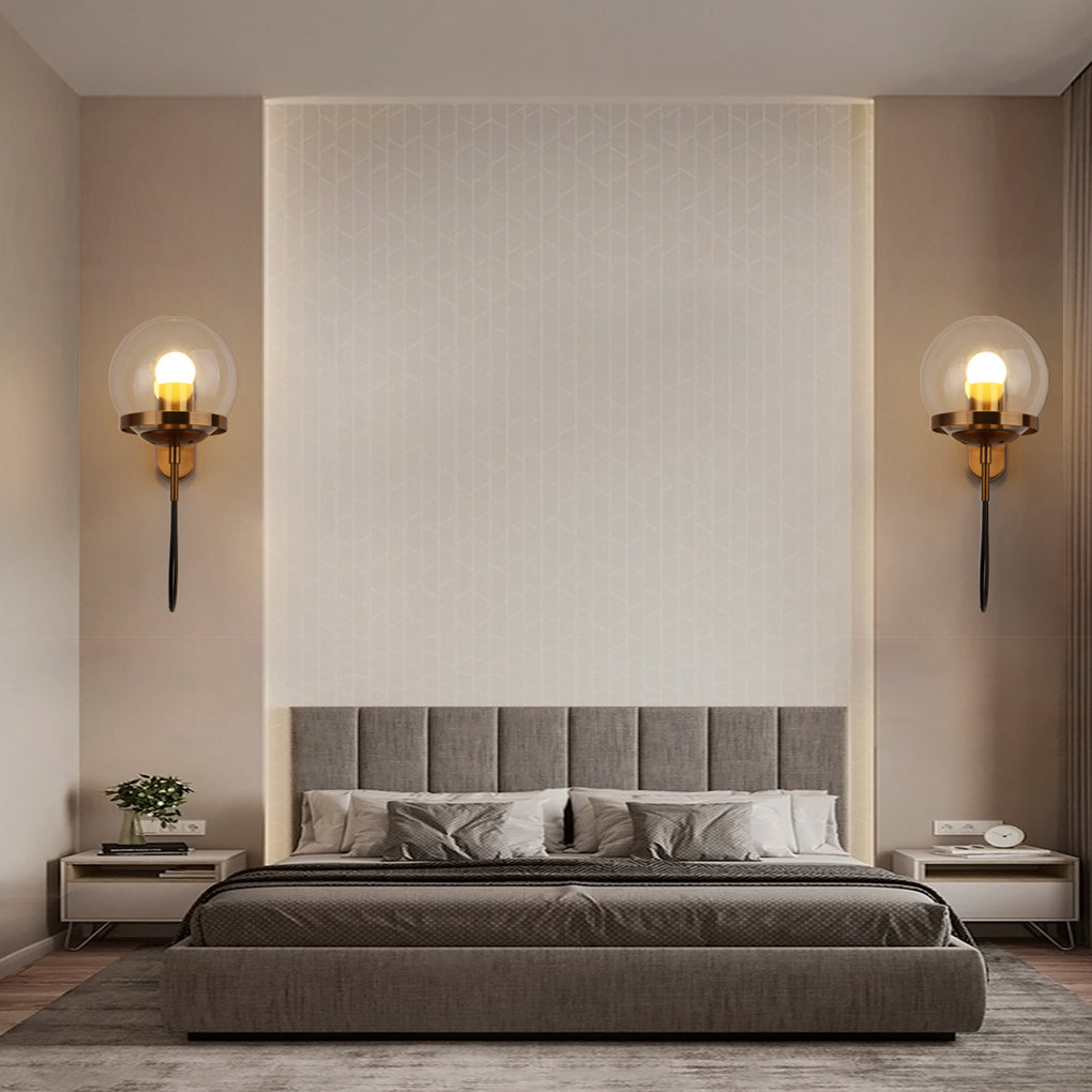 Antique Circular Metal Glass Ball LED Industrial Style Wall Sconce Lighting