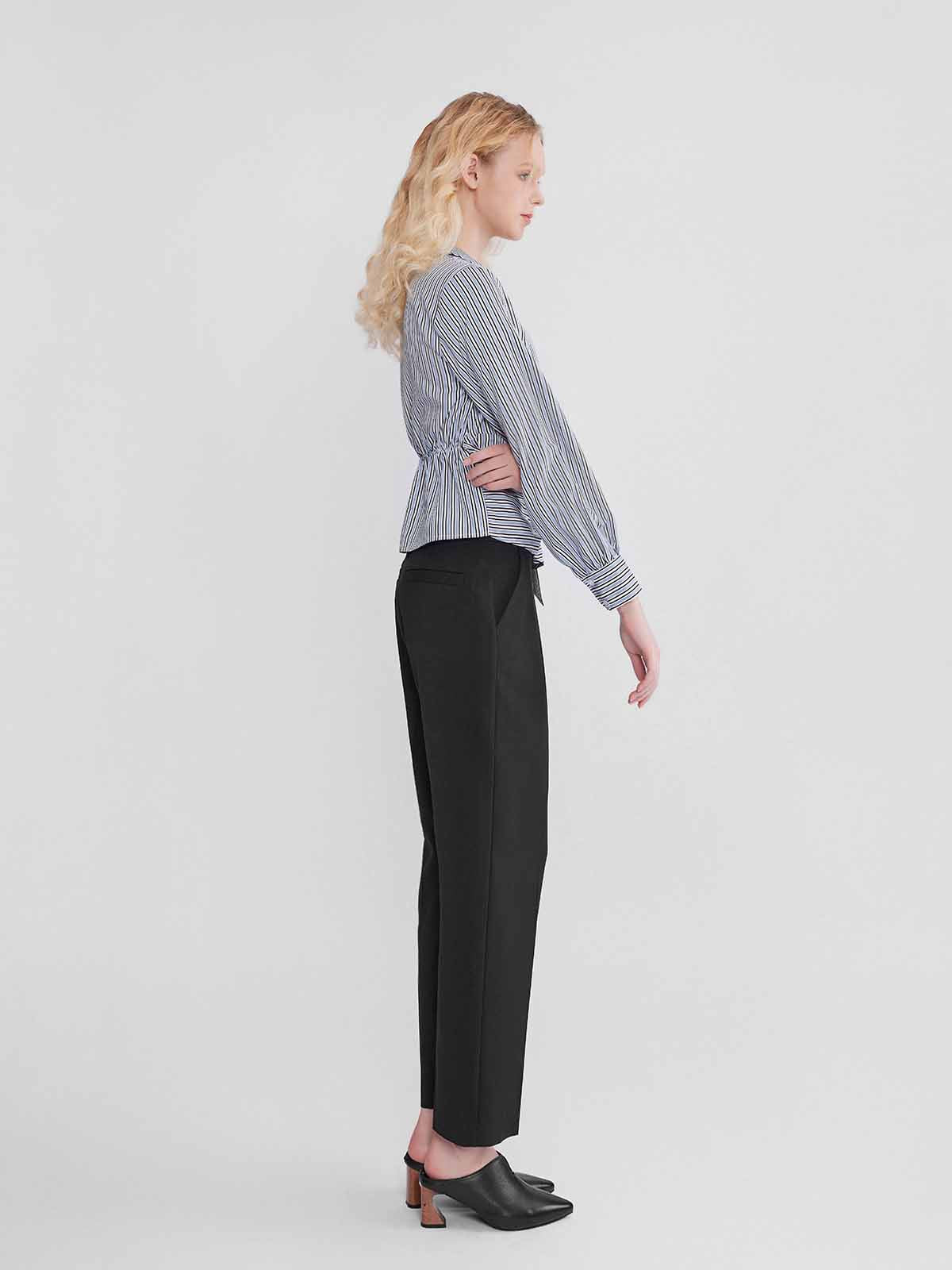 ASOBIO Long-Sleeve Asymmetrical Wrap Drapey Shirt