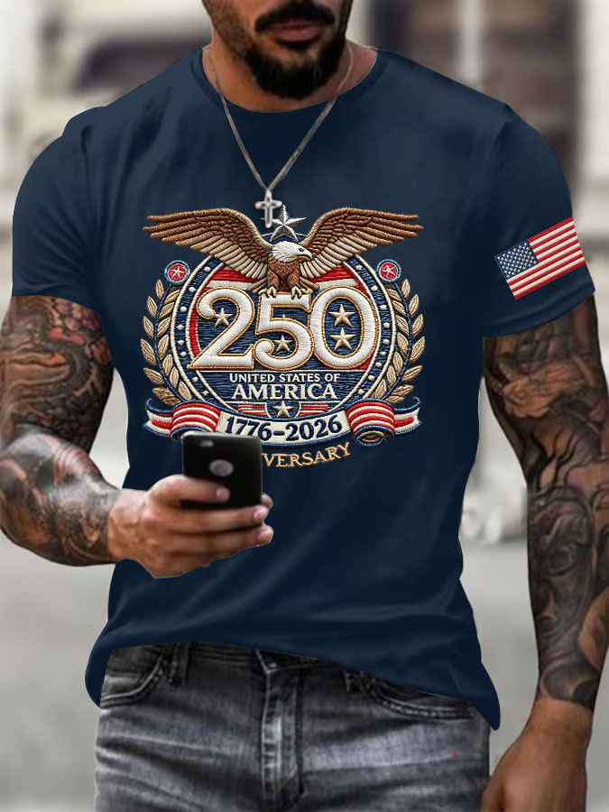 Men'S American Flag Commemorative 250Th Anniversary Classic Pattern Short Sleeve T-Shirt