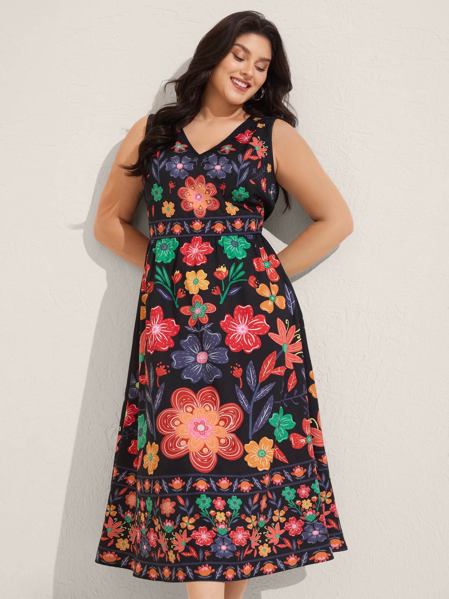 Floral Drama Cinched-Waist Maxi Dress