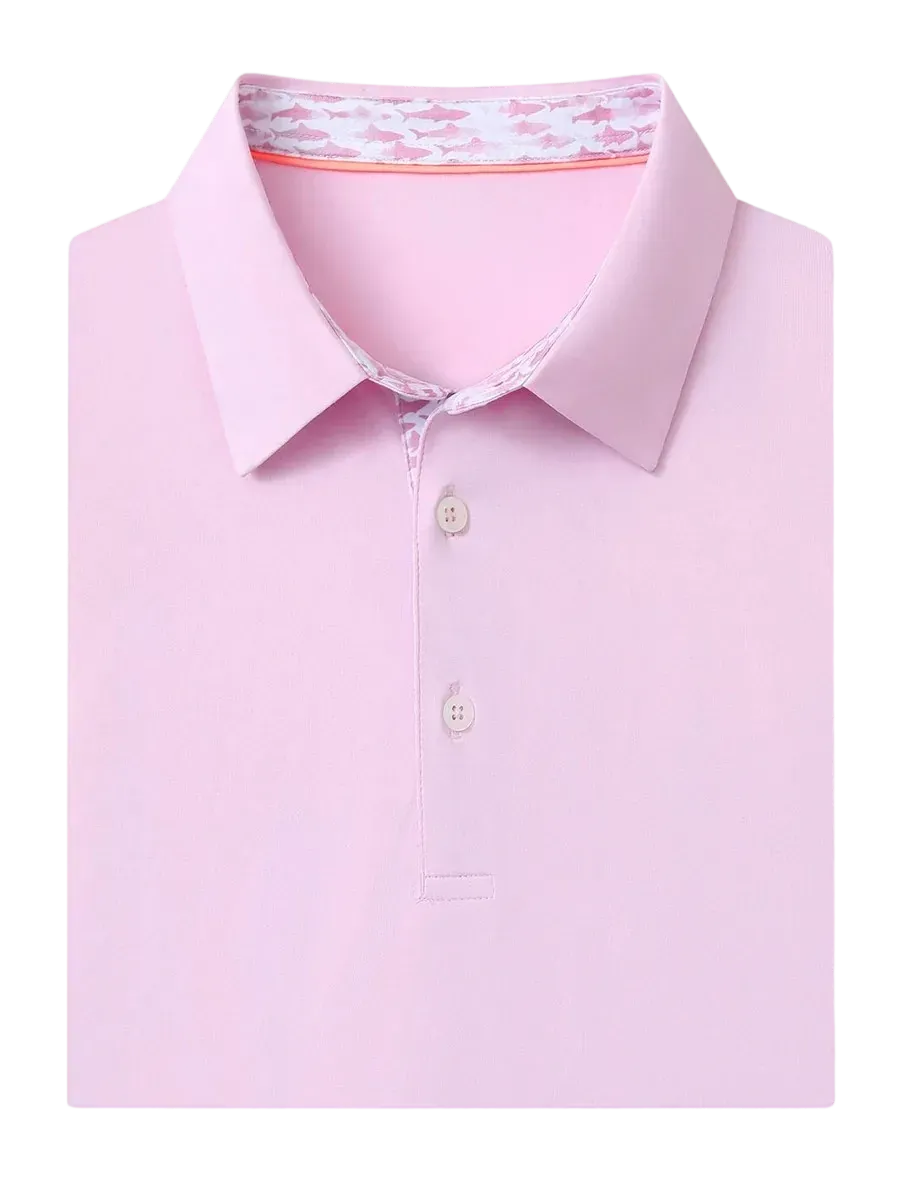 Men'S Designed Collared Solid Performance Polo