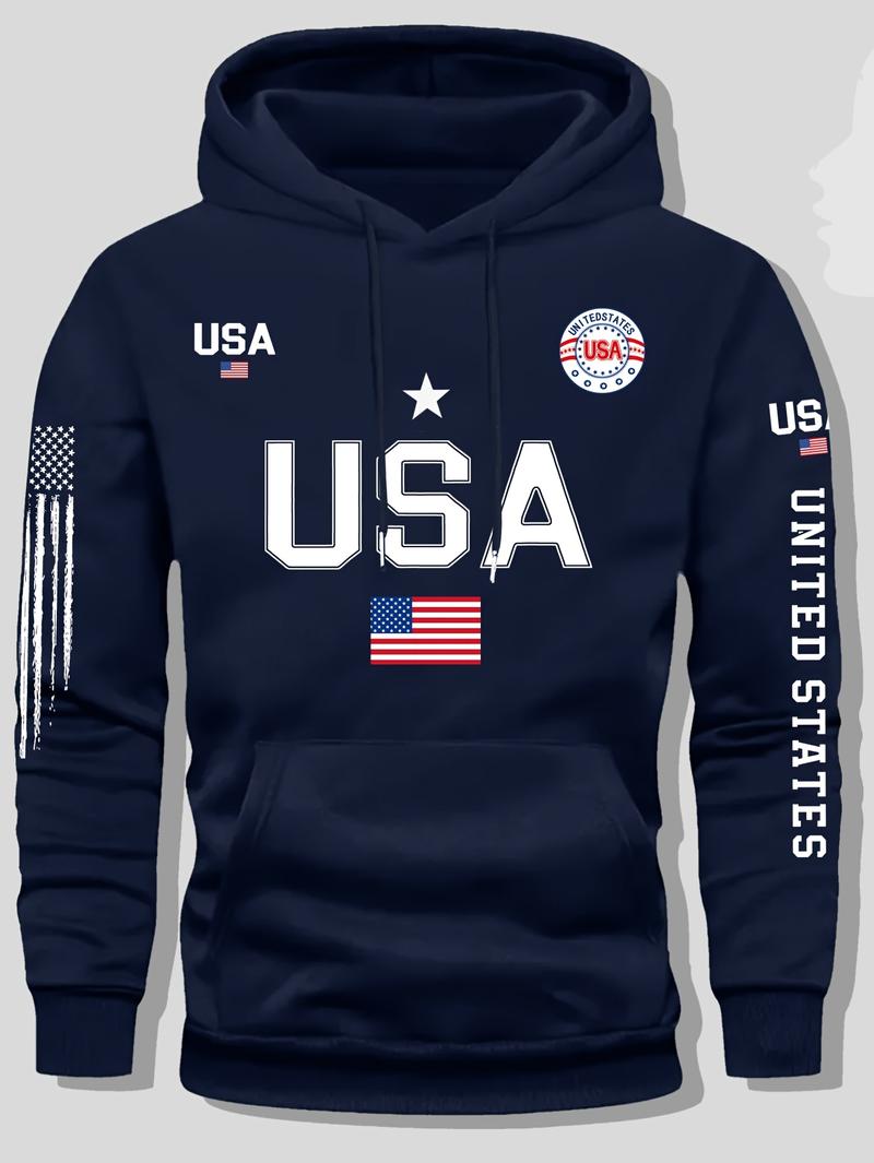 USA Flag Print Unisex Hoodie
