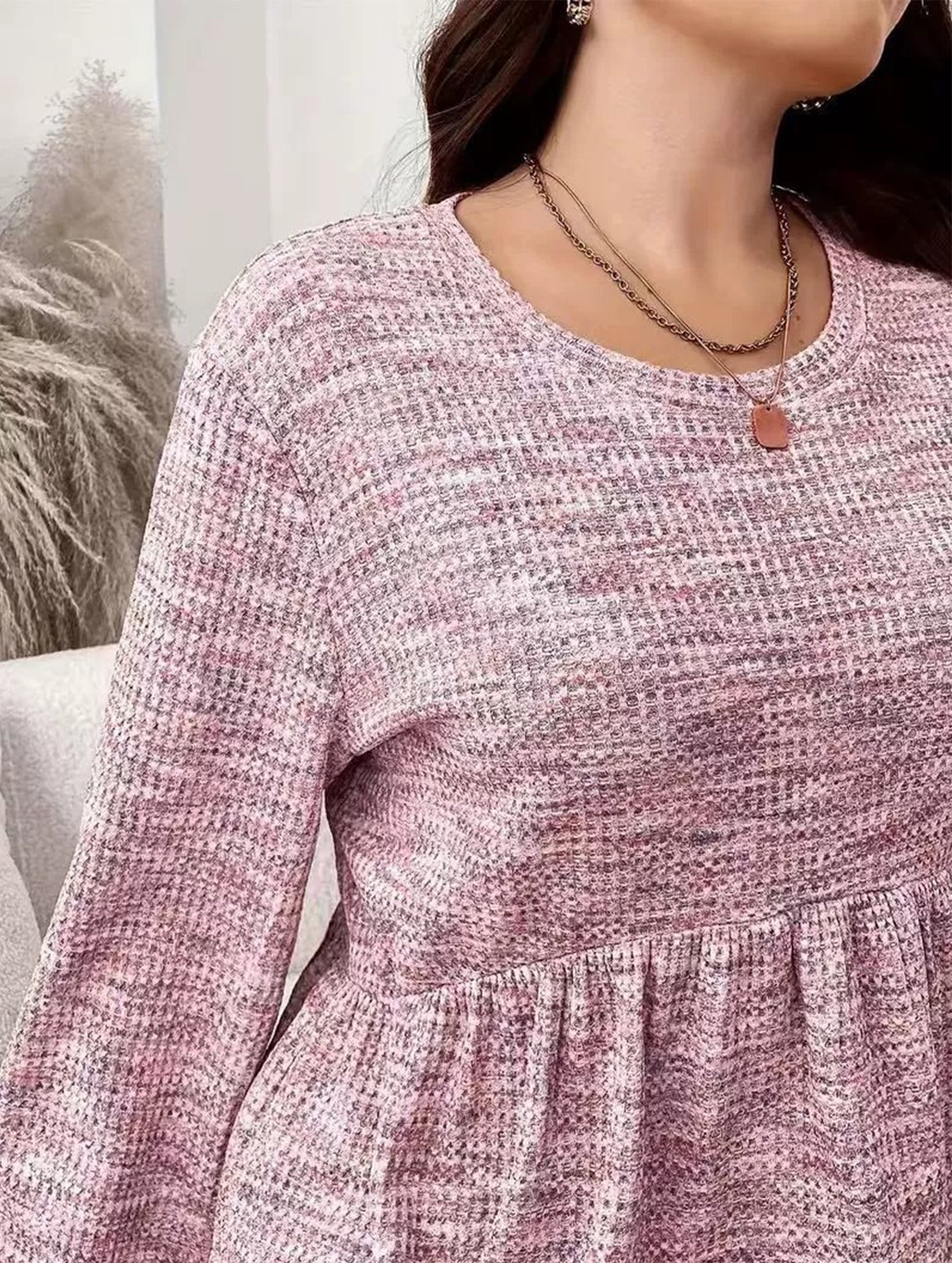 Tie Dye Ruffle Hem Lantern Sleeve Tee_CWTTL01223