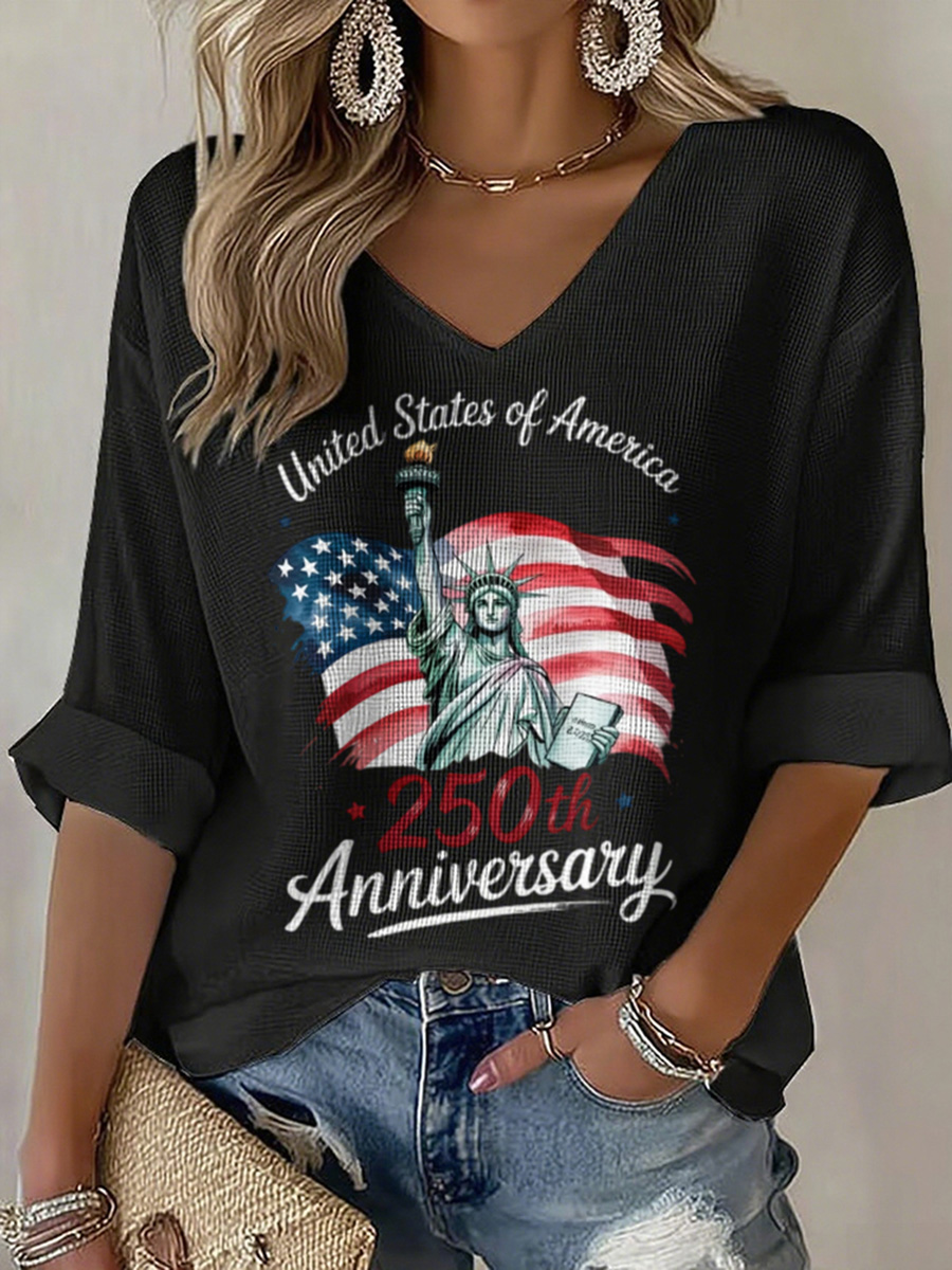 Commemorating The 250Th Anniversary Of American Freedom: Statue Of Liberty Printed Top