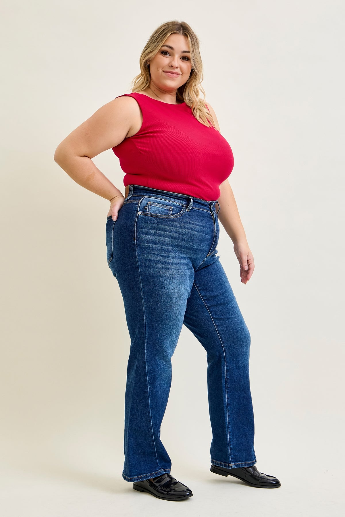 Aubrey Mid Rise Side Seam Detail Straight - PLUS