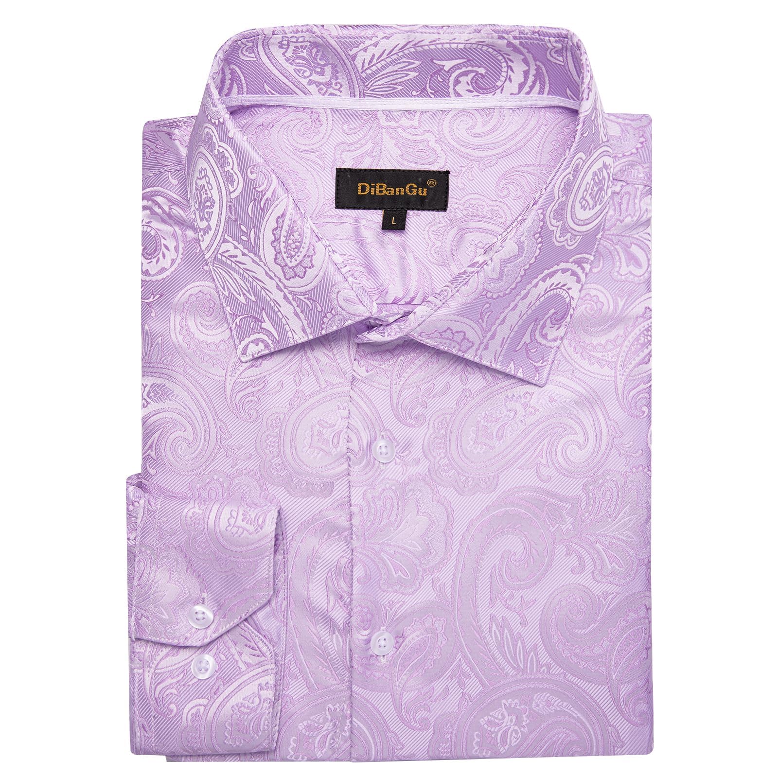 Men's Paisley Dress Shirt Long Sleeve Wrinkle Free Button Down Cowboy Shirts - Lavender Purple&paisley