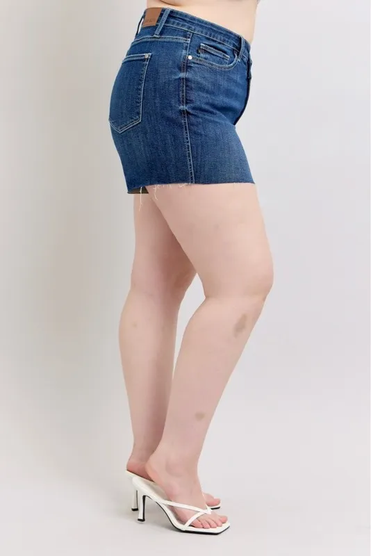 High Waist Criss-Cross Waistband Denim Shorts