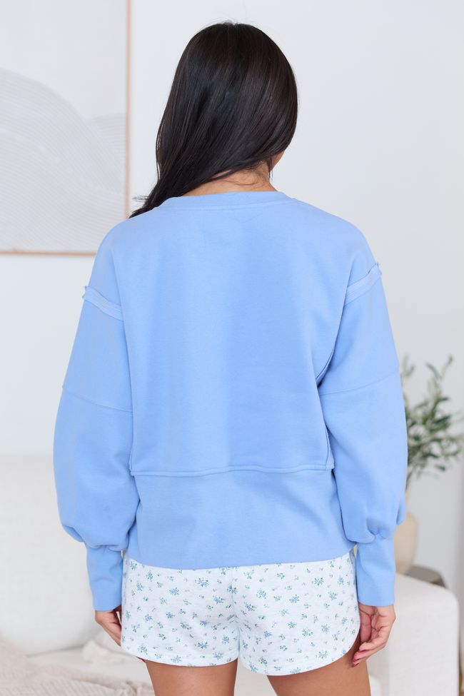 Payton Blue Cropped Crewneck Top