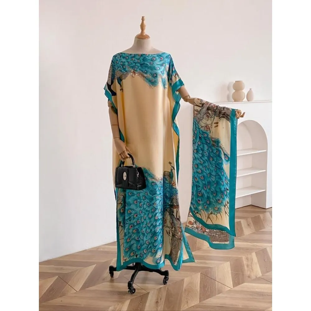 Women's Print Long Scarf & Poncho Set