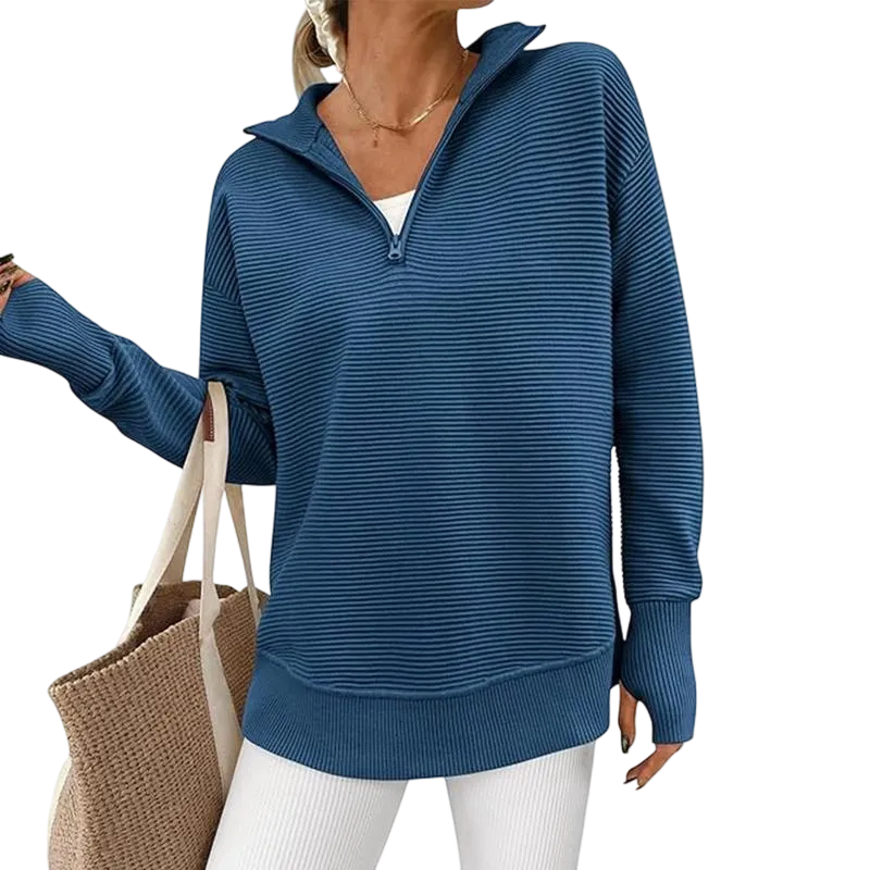 Women's Long Sleeve Quarter Zip Pullover Sweater