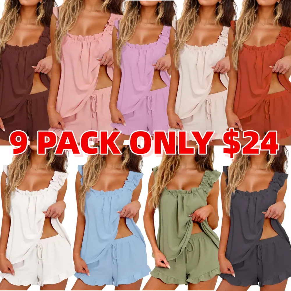 Womens Soft Tank Top and Shorts Sleepwear Set