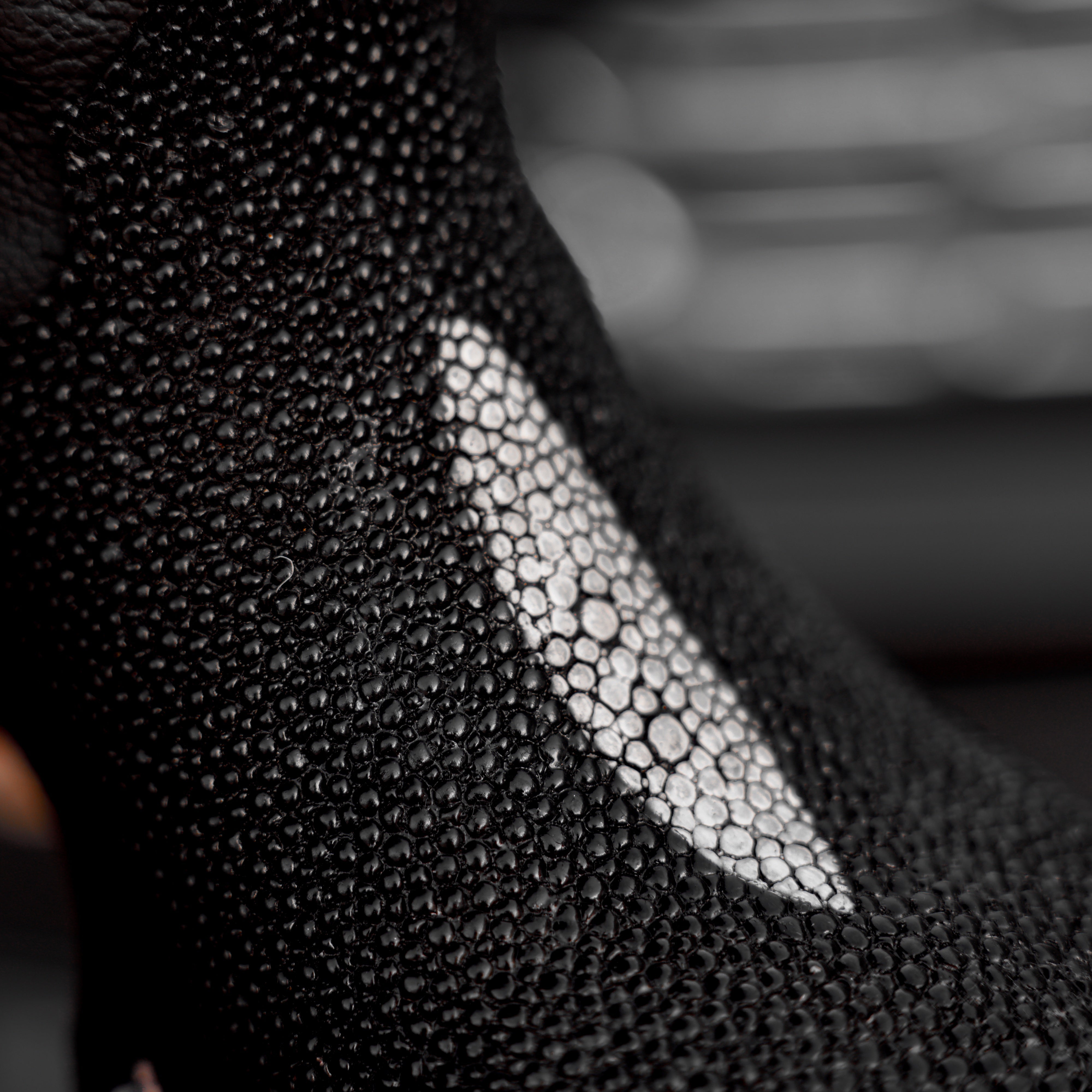 Black Stingray Leather Boots - Square Toe