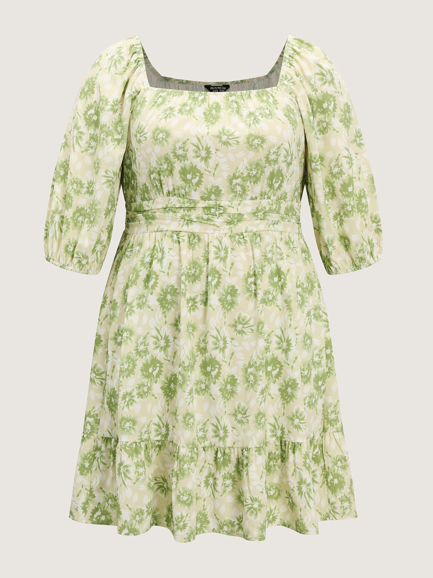 Silhouette Flower Pleated Waist Mini Dress