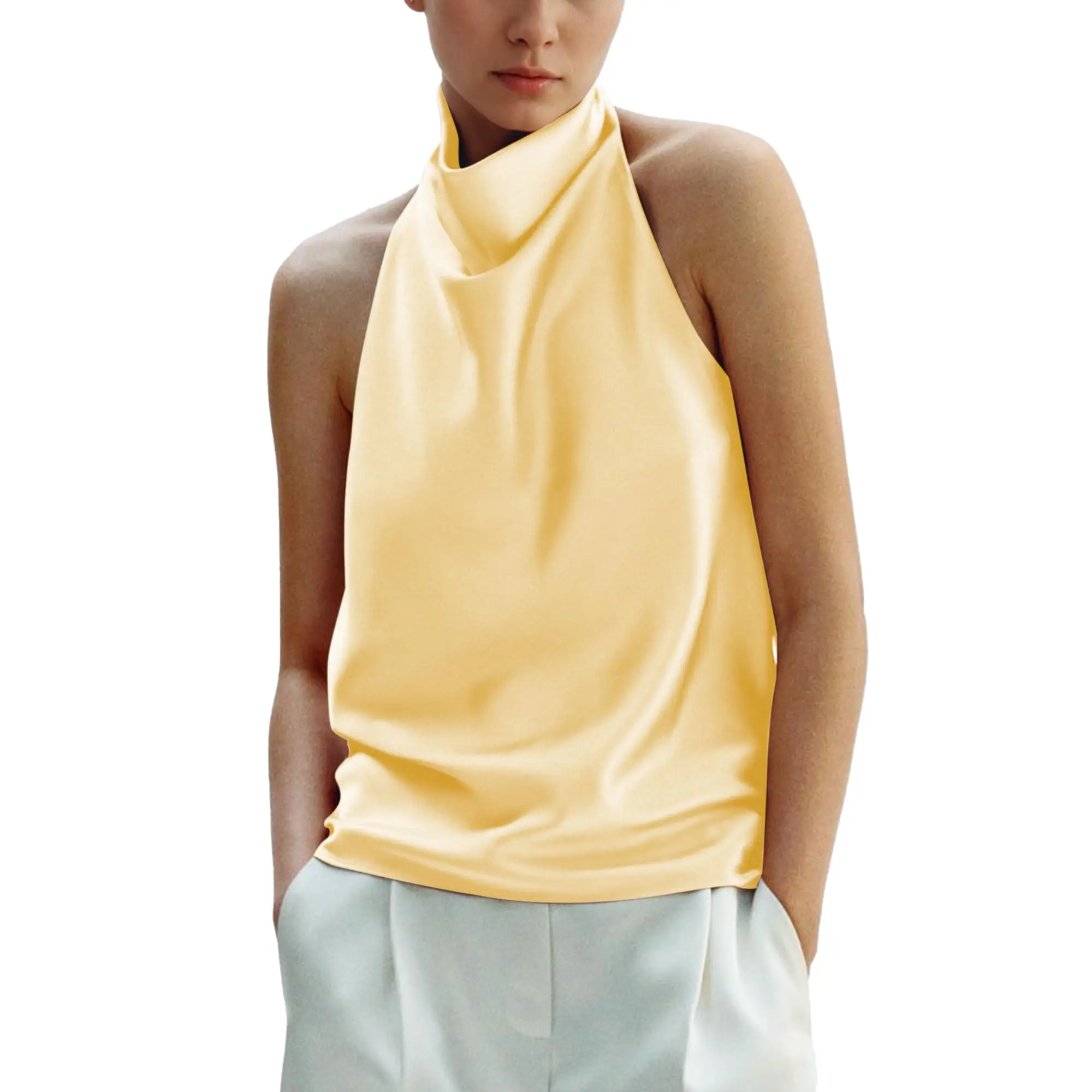 Satin Backless Strapless Tank Top