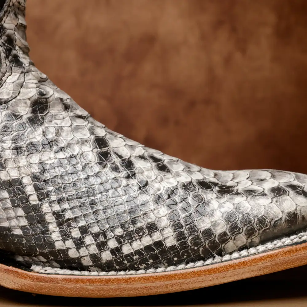 Natural Python Leather Boots - Square Toe