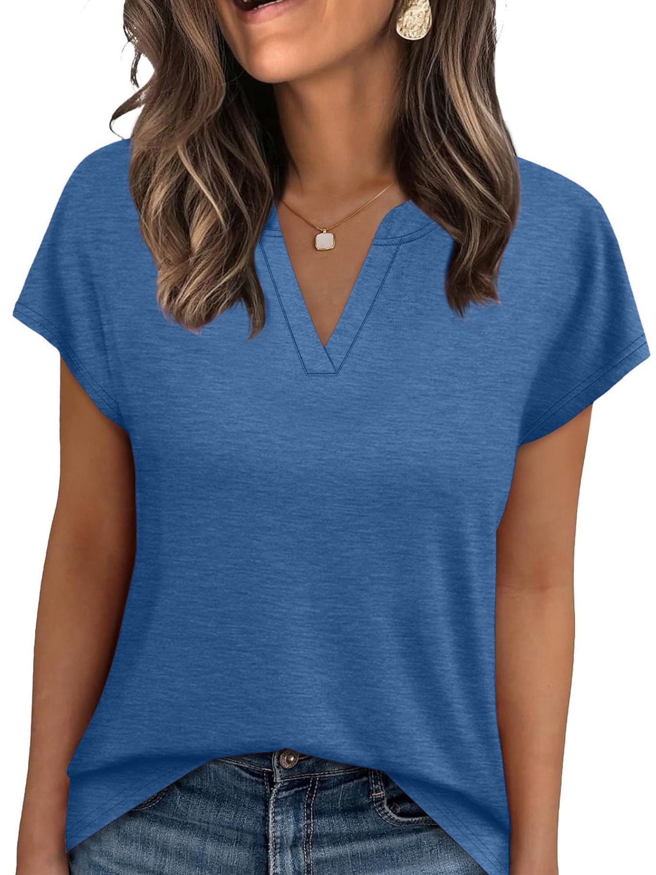 Notched Short Sleeve T-Shirt