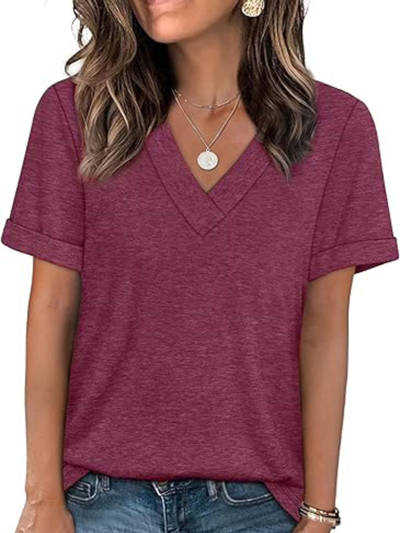 Casual V-Neck Short Sleeve T-Shirt