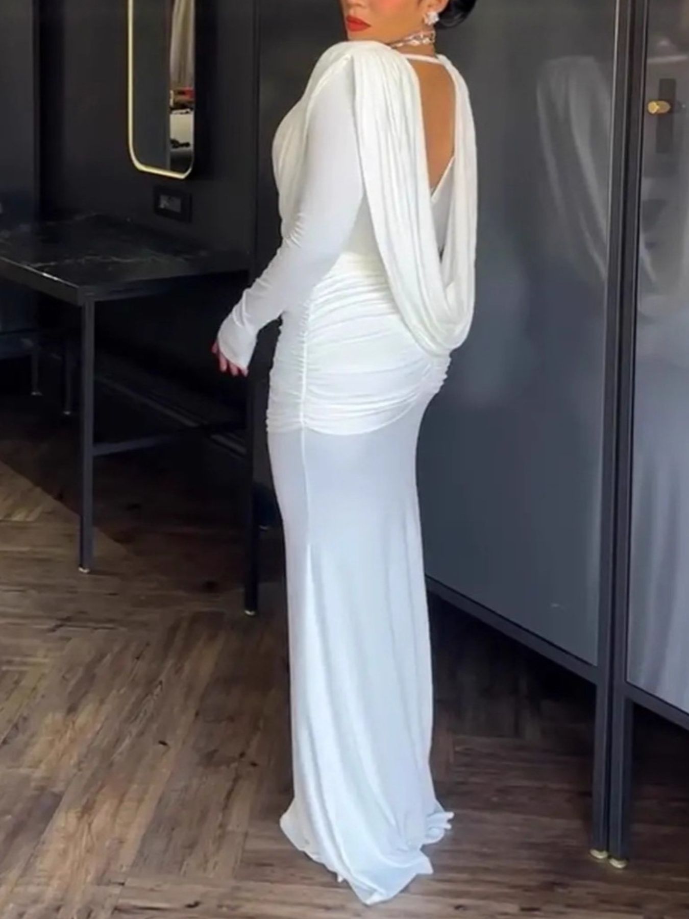 Ruched Long Sleeve Maxi Dress