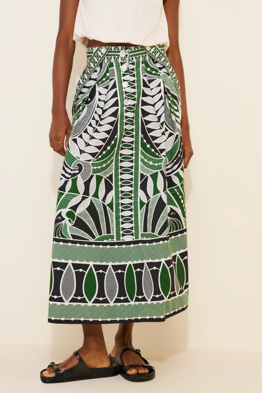 Lace Nature Flared Maxi Skirt