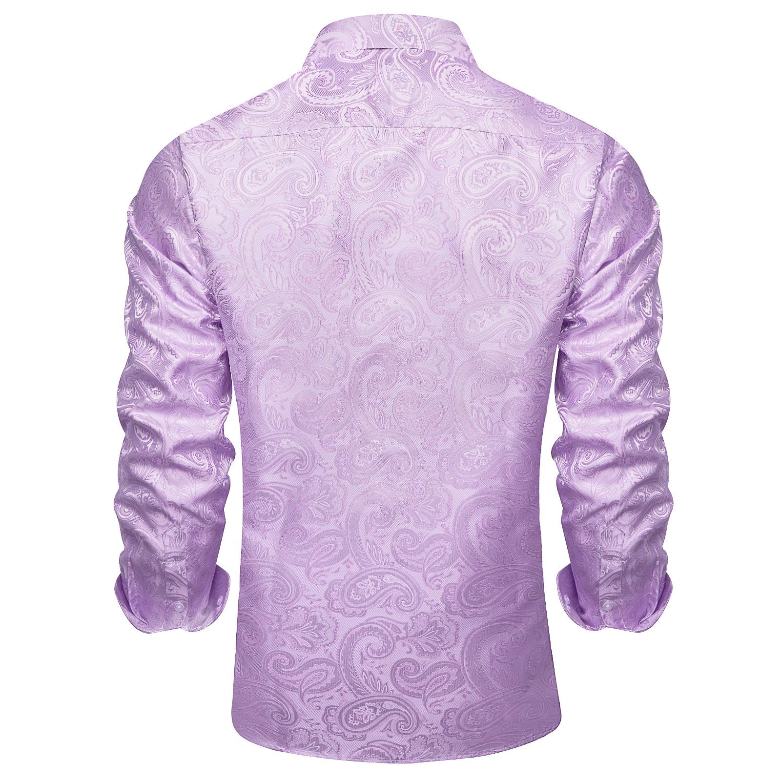 Men's Paisley Dress Shirt Long Sleeve Wrinkle Free Button Down Cowboy Shirts - Lavender Purple&paisley