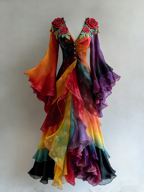 Women's Vibrant Summer Rainbow-Colored Dress 5531