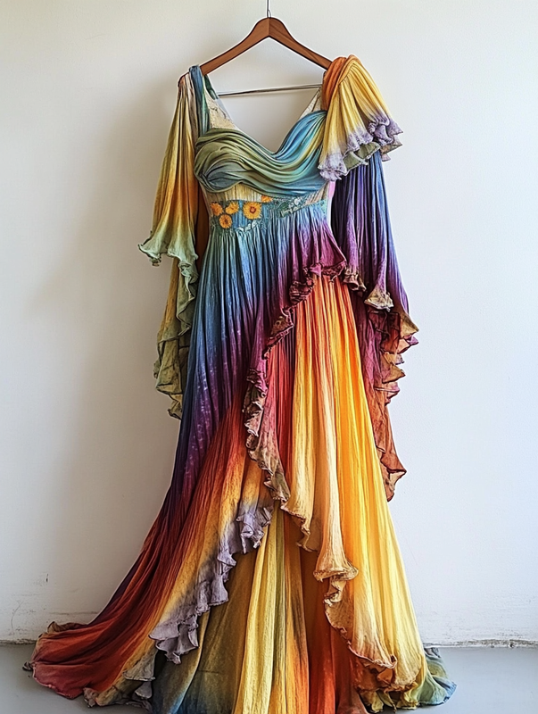 Summer Vacation Rainbow Lace Ruffle Dress 6d2c