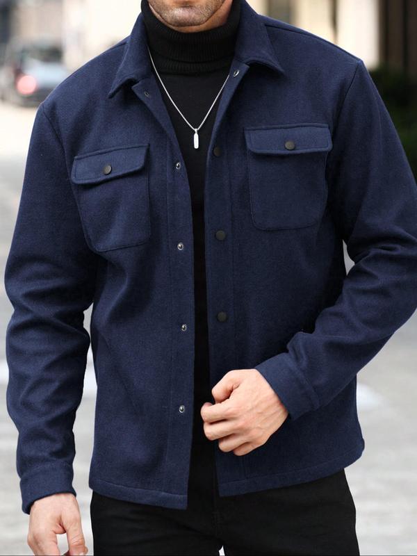 Men’s Casual Button-Up Jacket – Long Sleeve Fall & Winter Outerwear