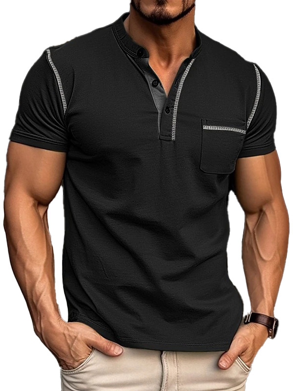Men's Fashion Cotton Short Sleeve Henley Shirt