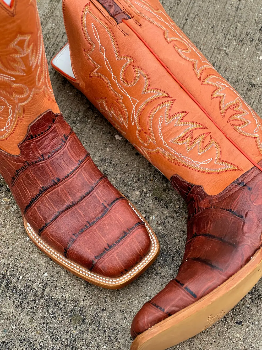 Men’s Cognac Crocodile Belly ￼Buckaroo Western Boot